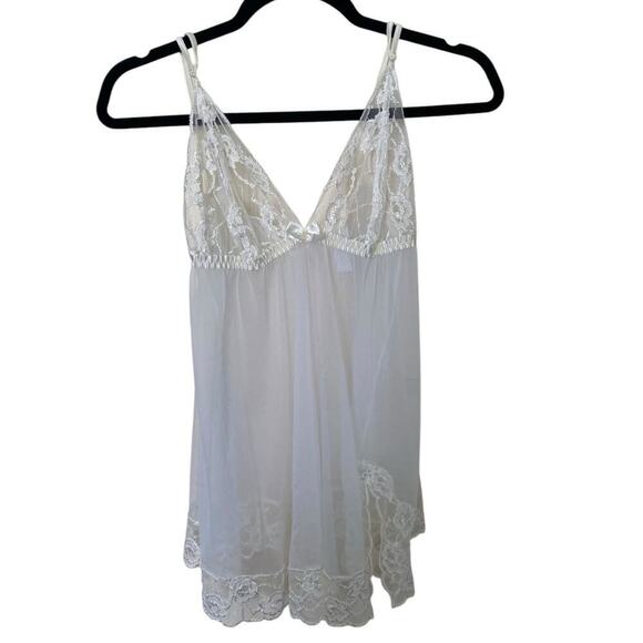 Frederick's Lace Babydoll Cottagecore Fairy Lingerie Slip Dress with Slit Medium - Picture 1 of 6